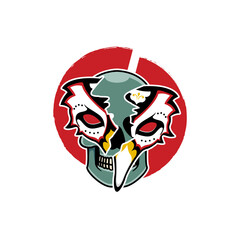 Japanese kitsune mask with skull, Vector illustration eps.10