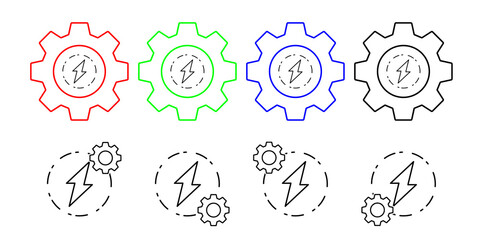 Circle, energy vector icon in gear set illustration for ui and ux, website or mobile application