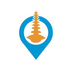 pin location icon and bali icon vector design