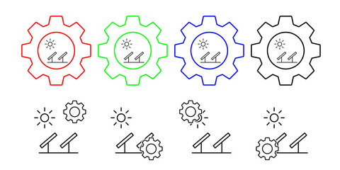 Solar, energy vector icon in gear set illustration for ui and ux, website or mobile application