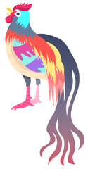 カラフルなニワトリのイラスト