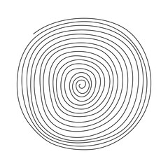 Black line spiral symbol. Swirl one line circle. Vector isolated on white