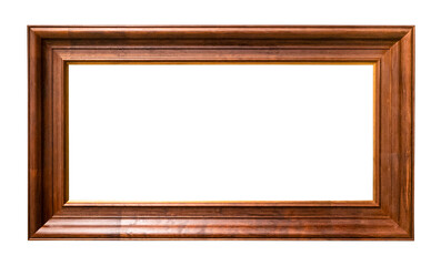 long wide dark brown wooden picture frame cutout