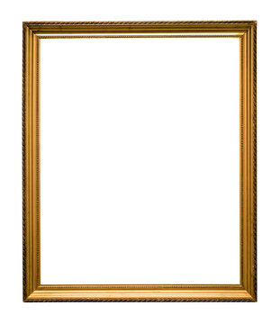 vertical golden wooden picture frame cutout