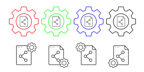 File, document, share vector icon in gear set illustration for ui and ux, website or mobile application