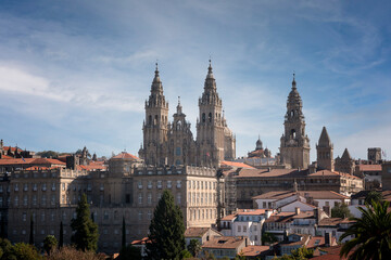 Naklejka premium Cathedral of Santiago de Compostela seen from the alameda