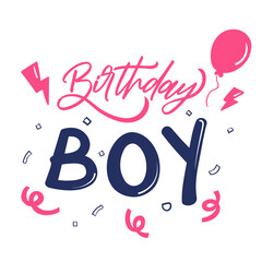 Happy Birthday Boy Beautiful greeting scratched calligraphy, Hand drawn.