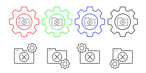 Folder ban vector icon in gear set illustration for ui and ux, website or mobile application