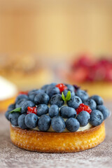 Cake with berries, delicious tartlet. High quality photo