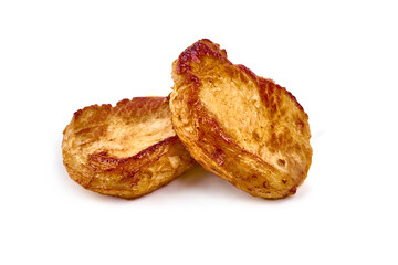 Fried juicy pork steak, isolated on white background.