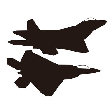 F22 raptor modern jet fighter silhouette vector design