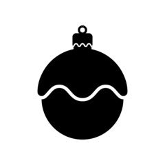 Christmas ball icon. Black silhouette. Front side view. Vector simple flat graphic illustration. The isolated object on a white background. Isolate.