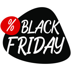 Black Friday logo, promotional sticker with discount. informal balloon. eps10