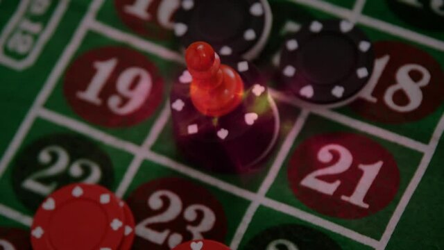 Animation of stacks of casino game chips on board