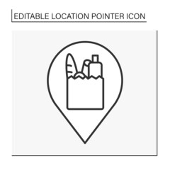  Pointer line icon. Grocery store symbol navigation. Supermarket. Public place navigation. Location pointer concept. Isolated vector illustration. Editable stroke