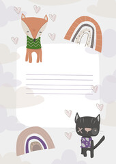 Cute diploma template for kids. Vector illustration.