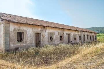 Fototapeta premium old abandoned station housesin a abandoned station