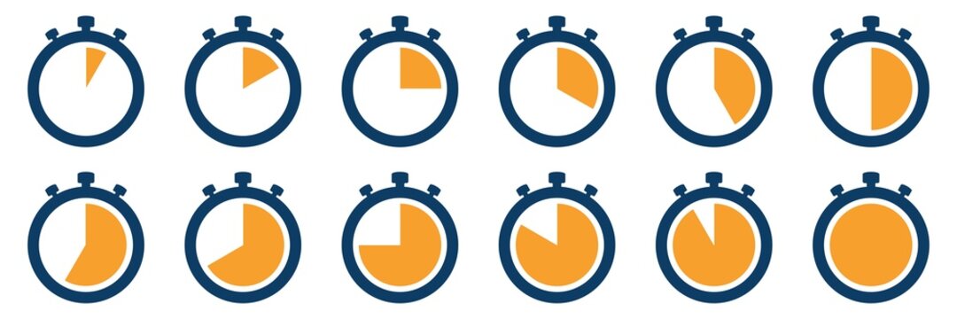 stopwatch icon set, Timers symbol. Countdown timers icon. Cooking timer. vector illustration