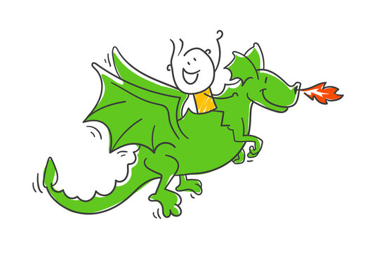 Strichfiguren / Strichm&auml;nnchen: Drache, fliegen, Abenteuer, Fantasy. (Nr. 648)