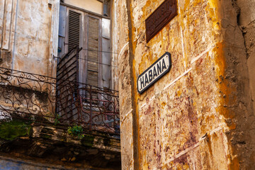 Fototapeta premium Habana street sign downtown Havana Cuba