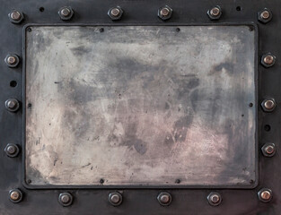Industrial metal plate with bolts