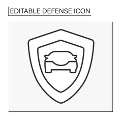 Shield line icon. Car insurance. Protection of real-estate. Defense concept. Isolated vector illustration. Editable stroke