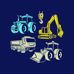 excavator and truck