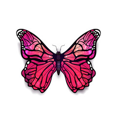 Beautiful light pink detailed realistic magic butterfly on white