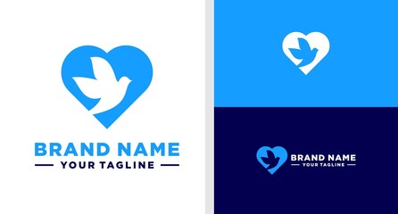 HEART LOGO BIRD NEGATIVE SPACE MODERN EDITABLE