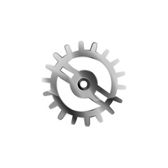 Realistic glossy metal cogwheel on white