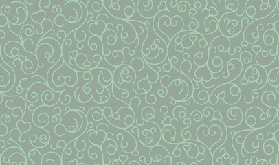 Modern simple geometric seamless pattern with Deep Red flowers, line texture on grey background. Light green abstract floral wallpaper, bright tile ornament.