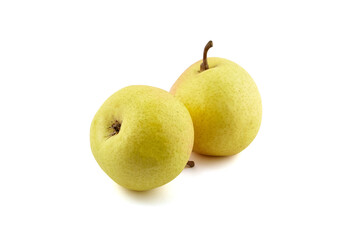 Ripe pear fruits isolated on white background