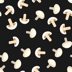 seamless pattern with agaricus mushroom