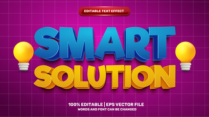 Fototapeta premium smart solution editable text effect for cartoon comic game title style template on yellow background