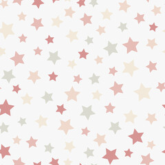 Seamless pattern with stars isolated on white background. Pastel colors.