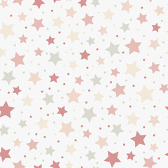 Seamless pattern with stars isolated on white background. Pastel colors.