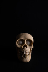 human skull with white eyeballs