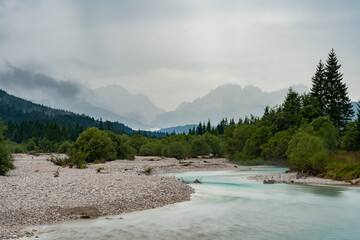 The isar valley with the alps in the background