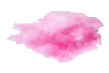 Pink colorful watercolor hand drawn stroke isolated paper grain texture stain on white background for design, decoration. Abstract artistic shape