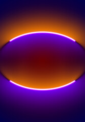 Neon illumination background in Halloween style. Abstract 80s or synthwave backdrop with orange and purple lamp on the wallpaper