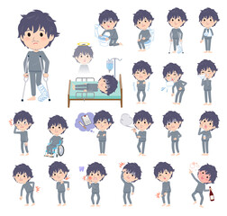 怪我や病気の状態のニート男性のセット