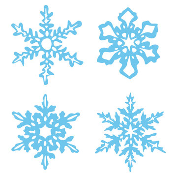 Vector illustration with collection of snowflakes. Decorative snowflakes. Isolated on white background.