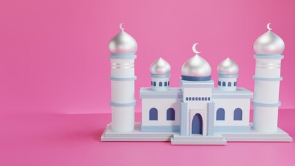 3D render of mosque. Perfect for  background, landing page, web, poster, etc