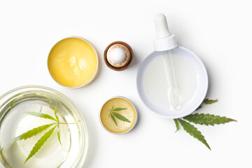 Medical marijuana. Cosmetics and tinctures with CBD oil.