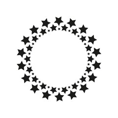 frame of black stars arranged in a circle, vector illustration, design element