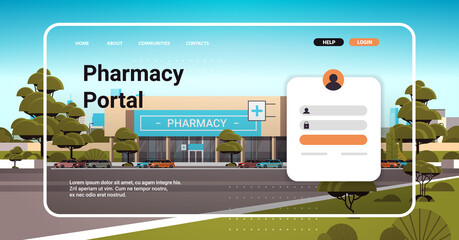 pharmacy portal website landing page template buy medicaments and drugs online e-commerce site concept