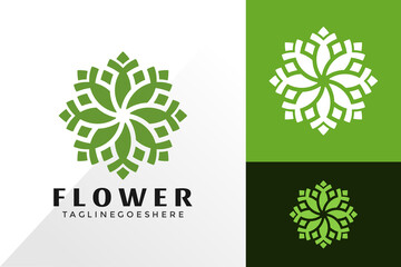 Nature Green Flower Logo Vector Design, Creative Logos Designs Concept for Template