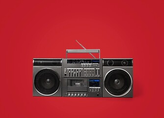 retro vintage style tape cassette and radio player on the background