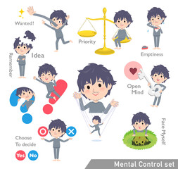 メンタルコントロールをするニート男性のセット