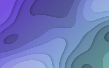 blue and purple gradient 3d abstract paper cut background. Bright blue material elegant waves abstract background. Vector corporate design